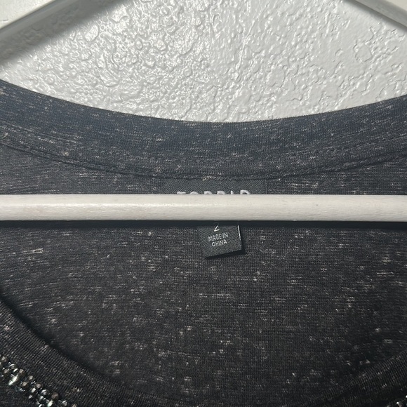 Torrid Rhinestone Polyester Linen Blend Tee Shirt - Picture 3 of 5